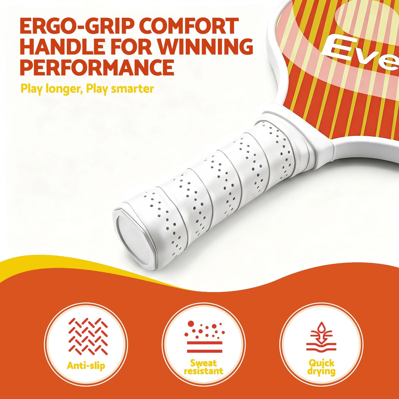 Everfit Pickleball Paddle Set Fibreglass Racquet Honeycomb Core With Bag Orange