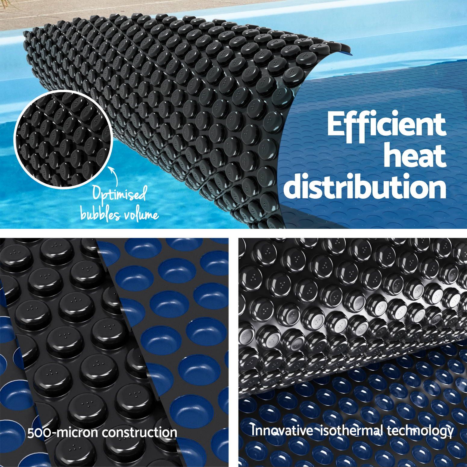 Aqua Buddy Pool Cover 500 Micron 6.5x3m w/ Roller 4m Swimming Pools Black Solar Blanket