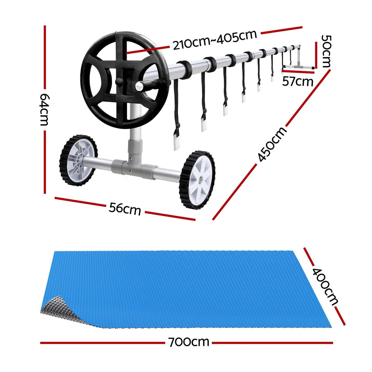 Aqua Buddy Pool Cover 600 Micron 7x4m w/ Roller 4m Swimming Pools Sliver Solar Blanket