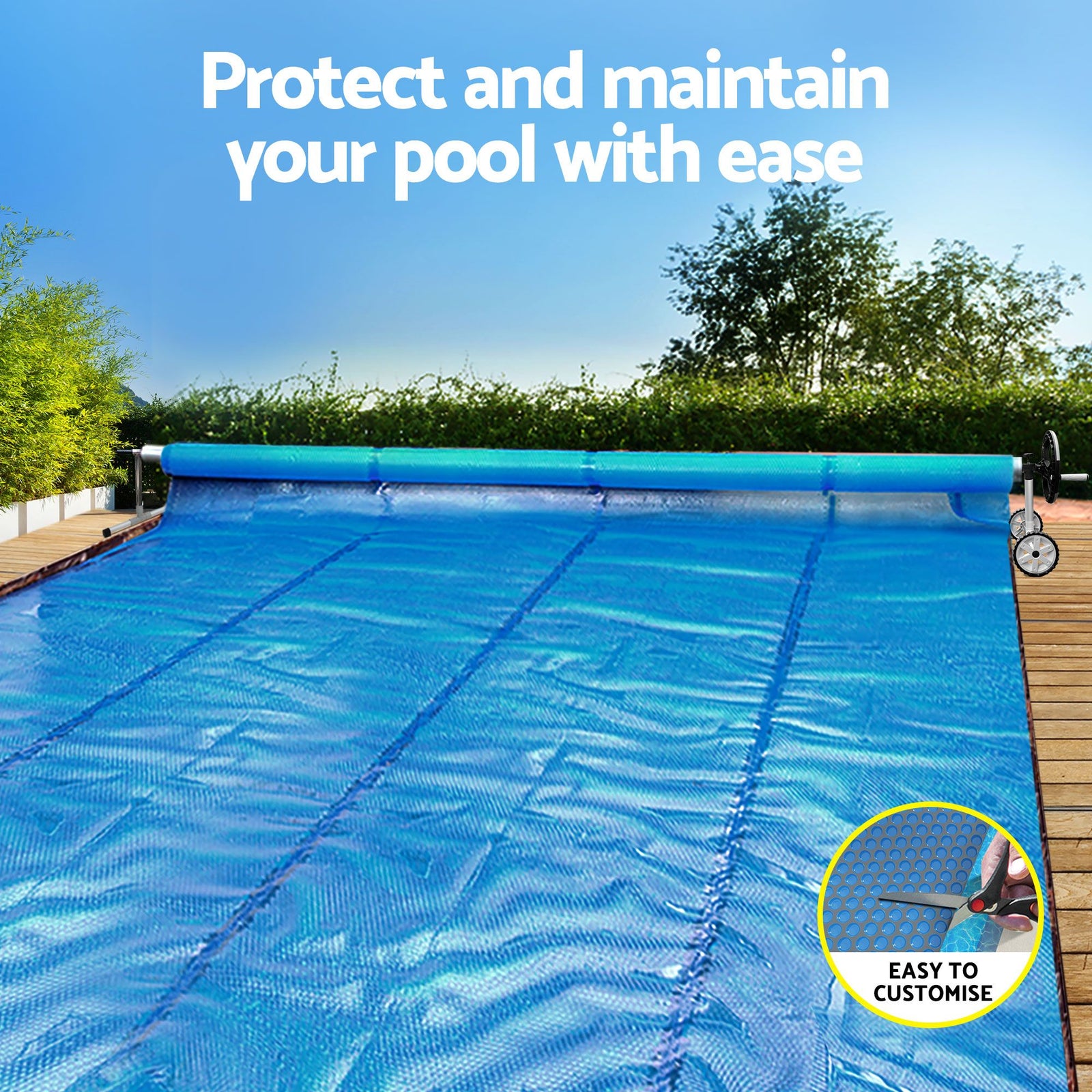 Aqua Buddy Pool Cover 600 Micron 7x4m w/ Roller 5.55m Swimming Pools Sliver Solar Blanket