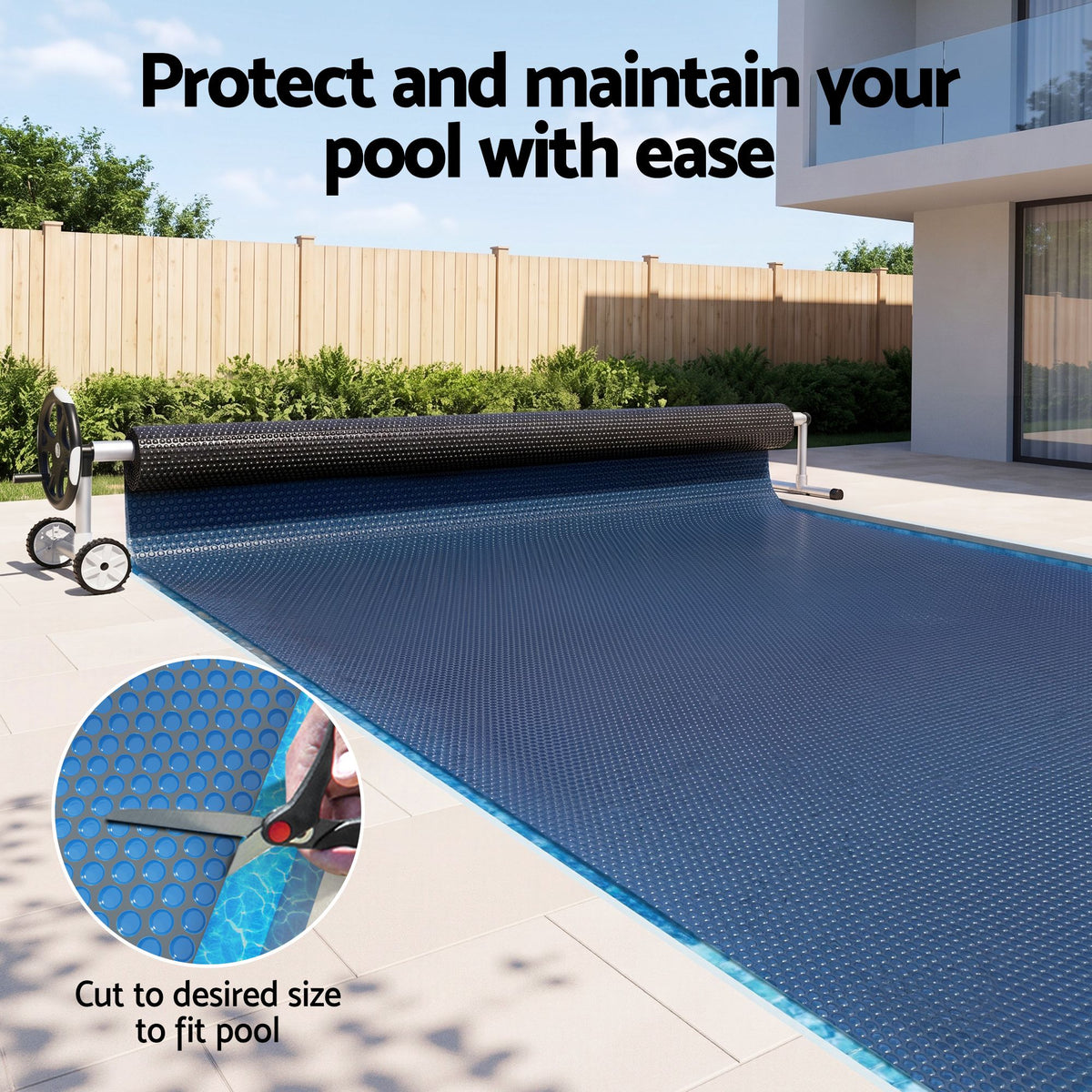 Aqua Buddy Pool Cover 500 Micron 8.5x4.2m w/ Roller 5.55m Swimming Pools Black Solar Blanket