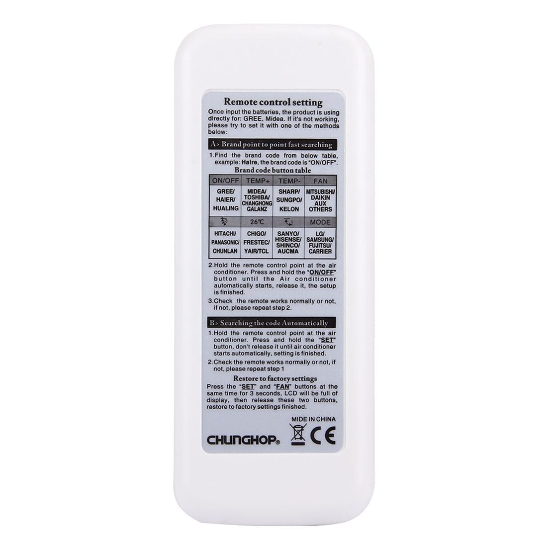 Universal Lcd Air Conditioner Remote Control By Chunghop-1915198102428585985