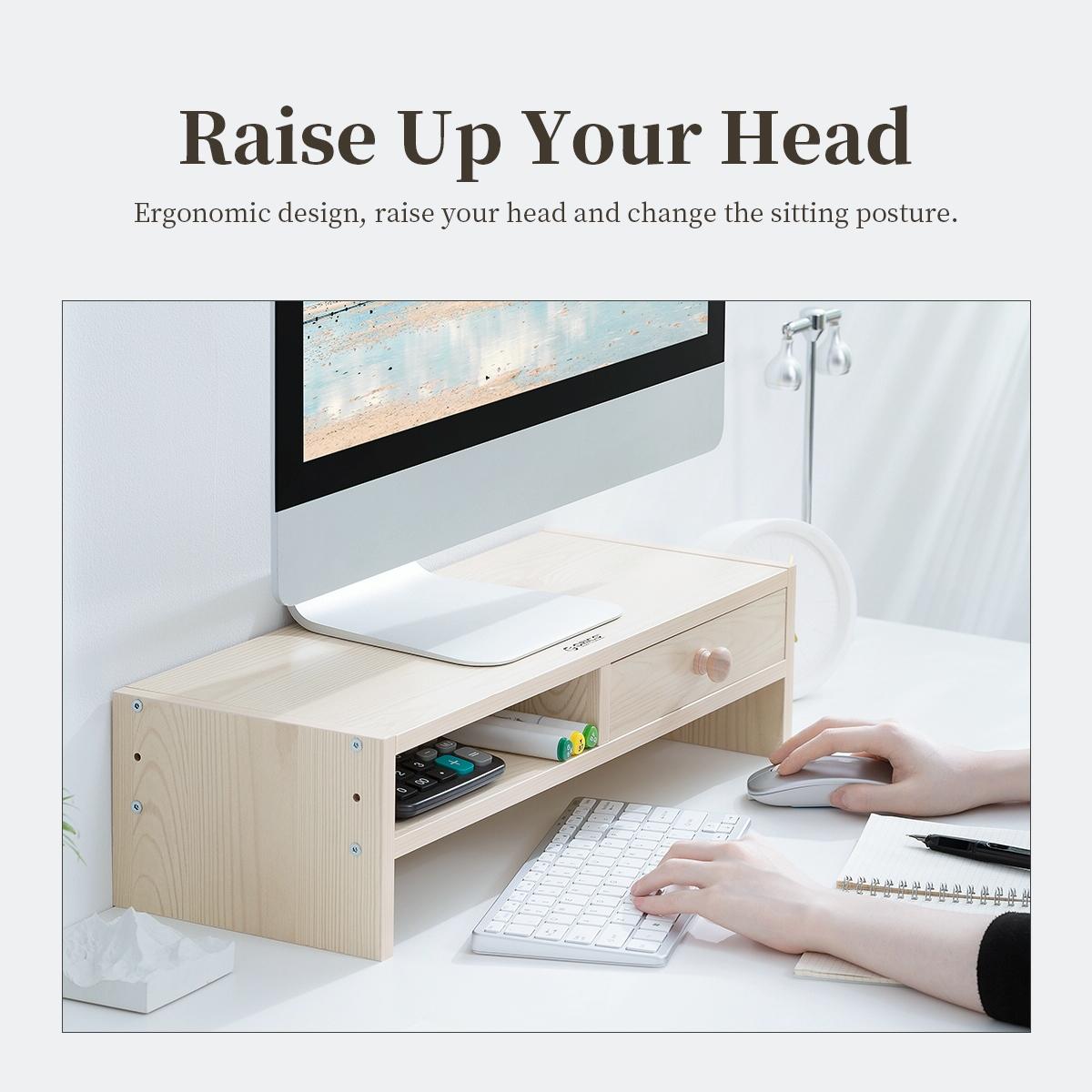 Natural Wood Monitor Stand - Holds Computer Screen-1964932219038470151