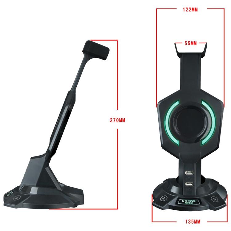 Integrated Mecha-Shaped Headset Holder With Dual Usb Ports And Computer Switch - Luminous-1915198030768902145