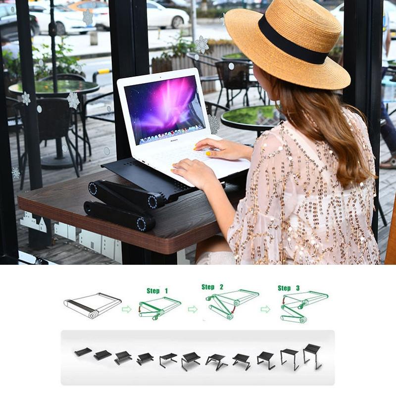 Adjustable Laptop Stand With Fans & Mouse Pad - Portable & Foldable-1915196722582261766