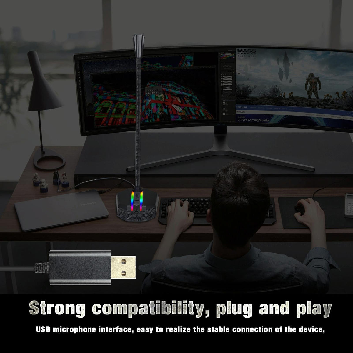 Flexible Usb Microphone With Rgb Lighting For Voice Chat And Video Conferencing-1915197799817941000