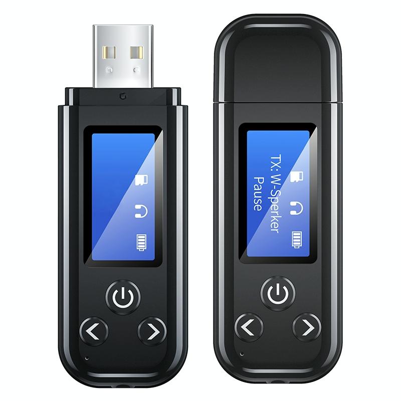 2-In-1 Usb Car Bluetooth 5.0 Audio Adapter With Lcd Screen-1915197639671025665