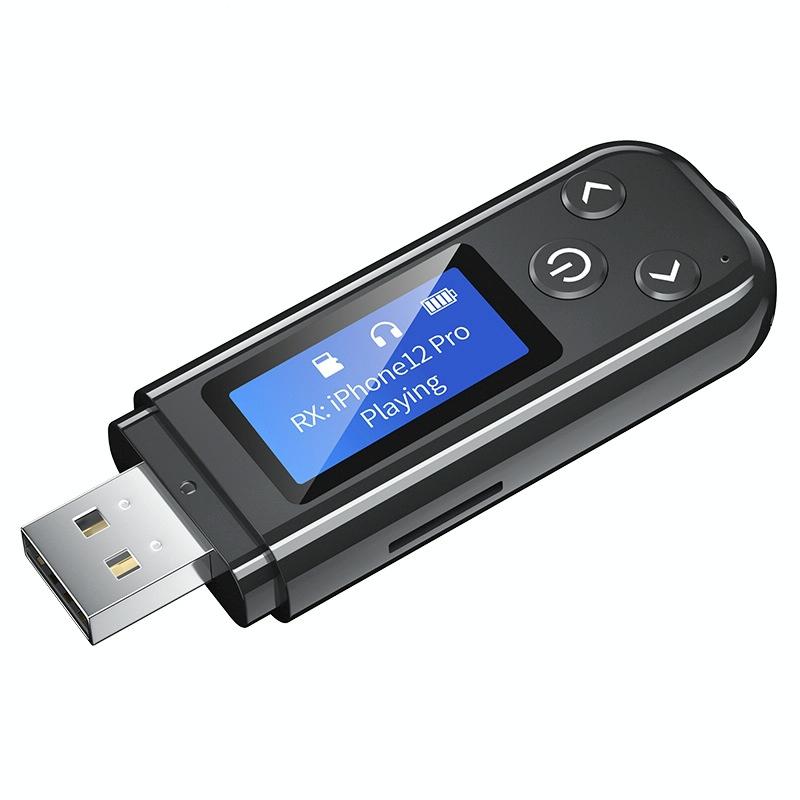 2-In-1 Usb Car Bluetooth 5.0 Audio Adapter With Lcd Screen-1915197639671025664