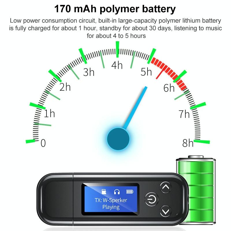 2-In-1 Usb Car Bluetooth 5.0 Audio Adapter With Lcd Screen-1915197639671025665