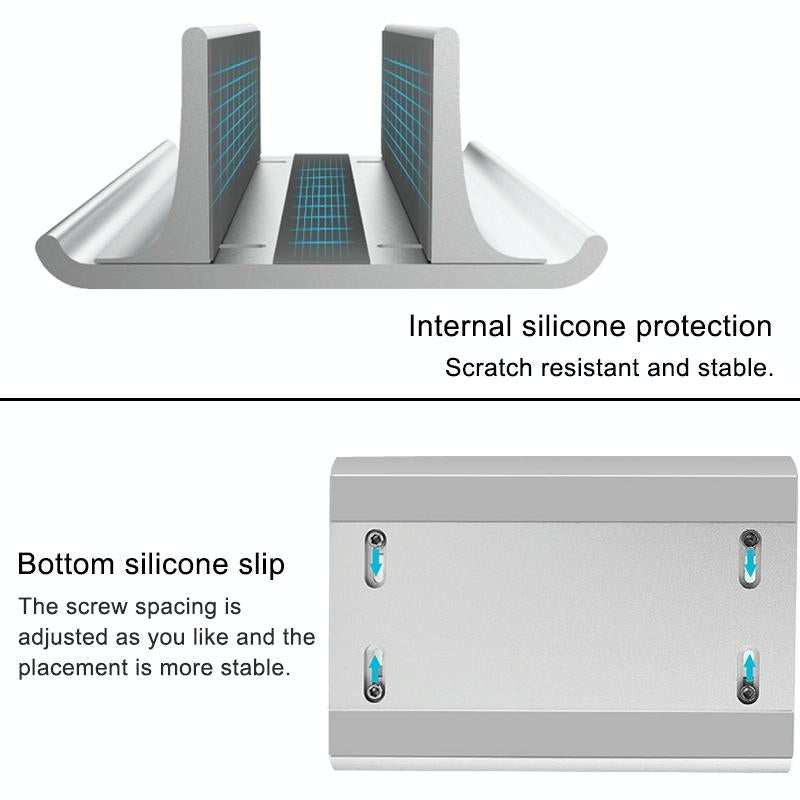 Adjustable Vertical Laptop Stand - Portable Aluminum Alloy Base Black-1964932174557876227