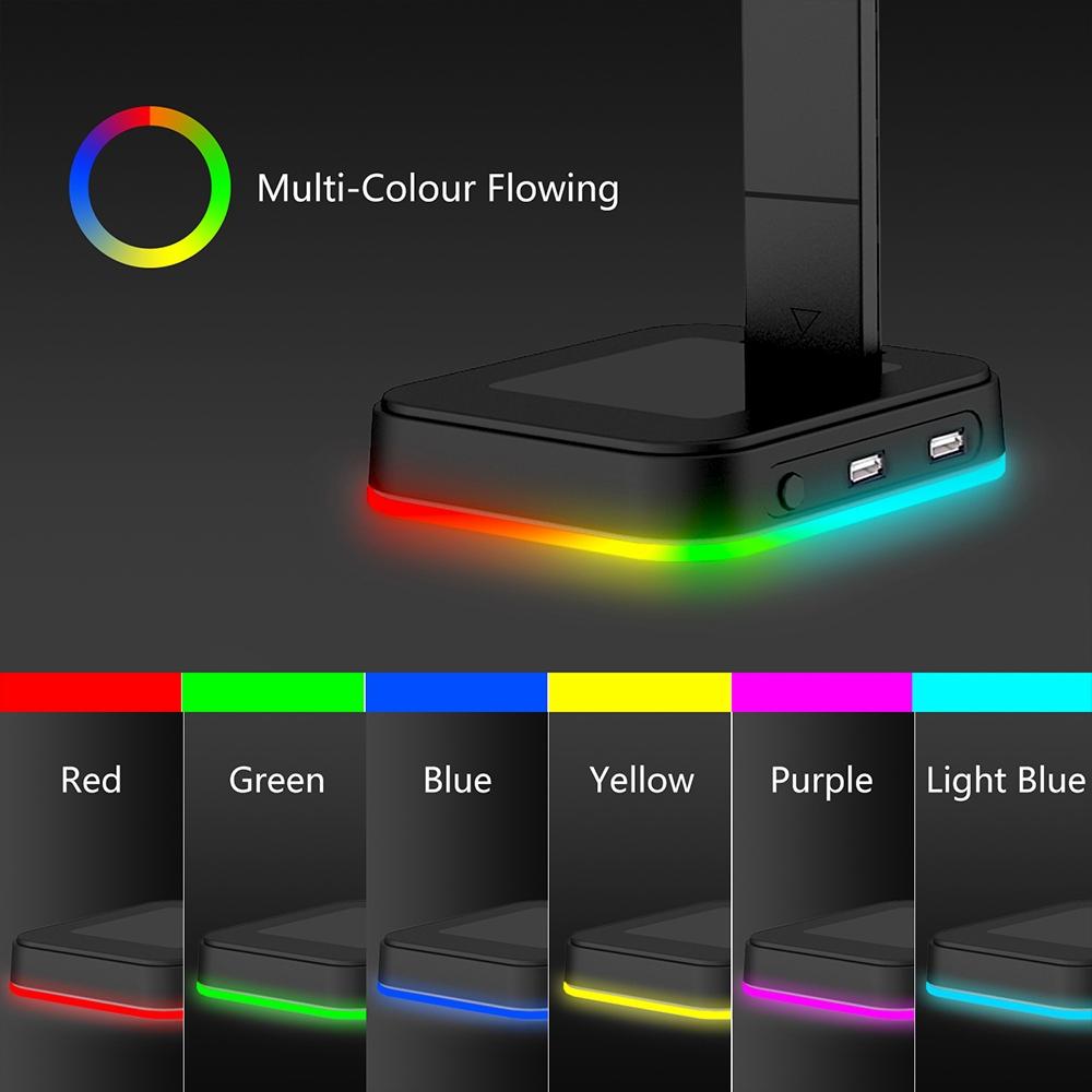 Rgb Gaming Headset Stand With Dual Usb - Black-1964932169054949379