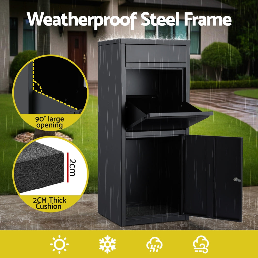 Gardeon Parcel Letterbox Drop Box Package Mailbox Black