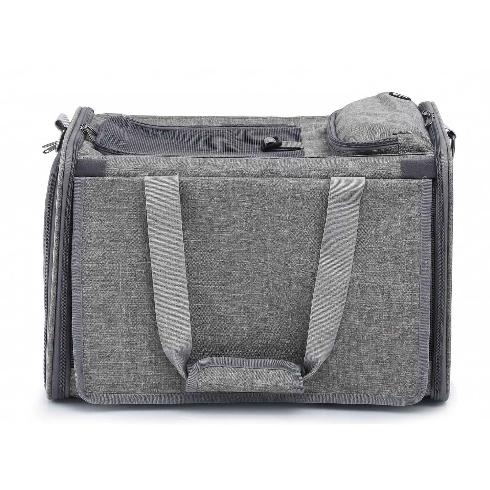 i.Pet Pet Carrier Bag Foldable Dog Cat Durable Crate Travel Cage Portable Car Kennel Grey