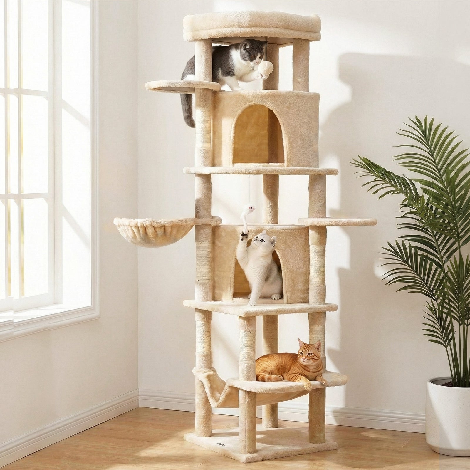 i.Pet Cat Tree Tower 167cm Large Scratching Post Furniture Scratcher House Beige