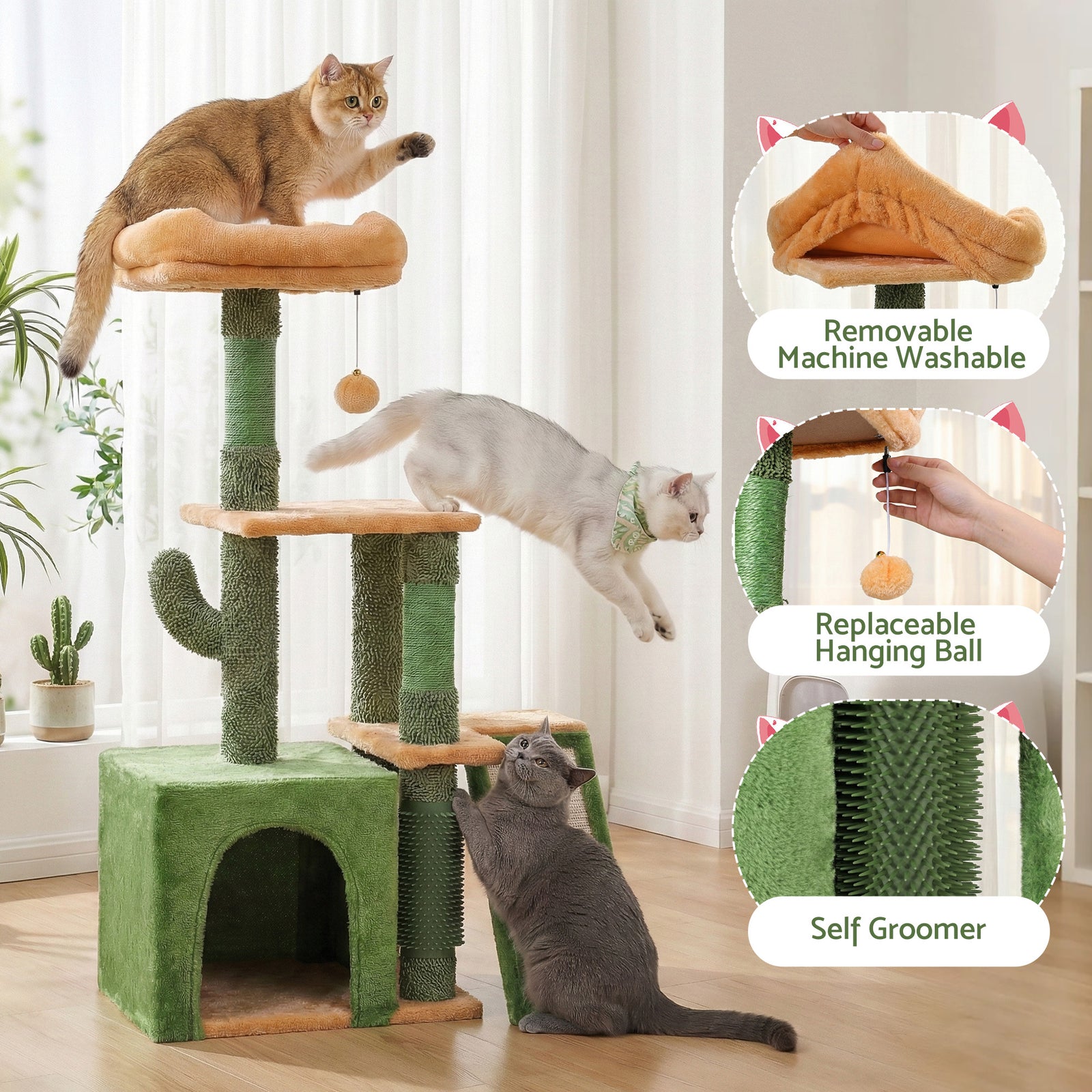 i.Pet Cat Tree Tower 101cm Scratching Post Furniture Scratcher House Green