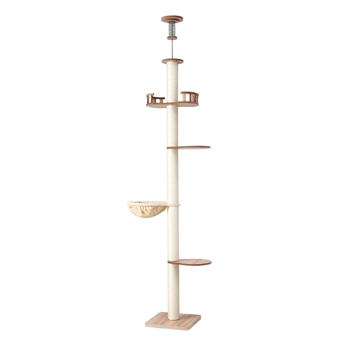 i.Pet Cat Tree Tower Floor to Ceiling Scratching Post 270cm Beige