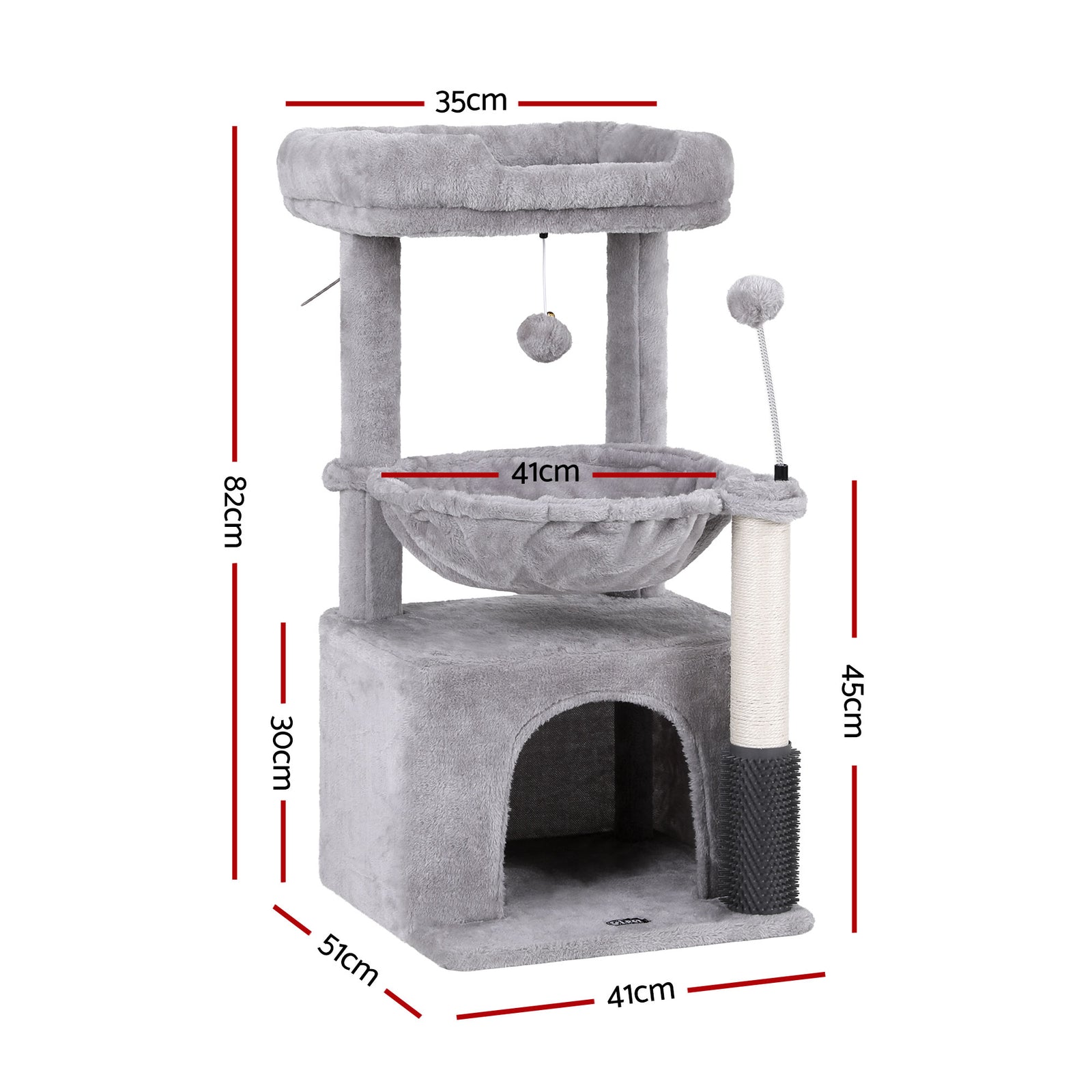 i.Pet Cat Tree Tower 82cm Scratching Post Furniture Scratcher House Light Grey