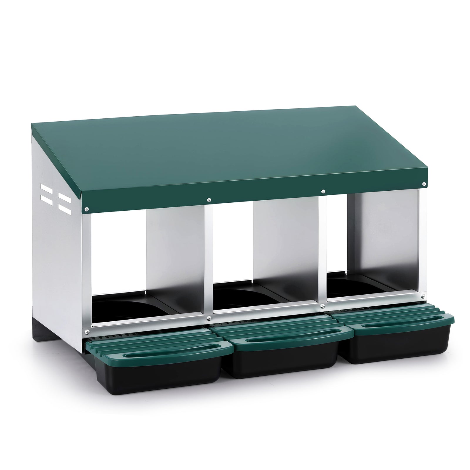 i.Pet Chicken Nesting Box Roll Away 3 Holes Metal Wall Mounted Nest Box Green