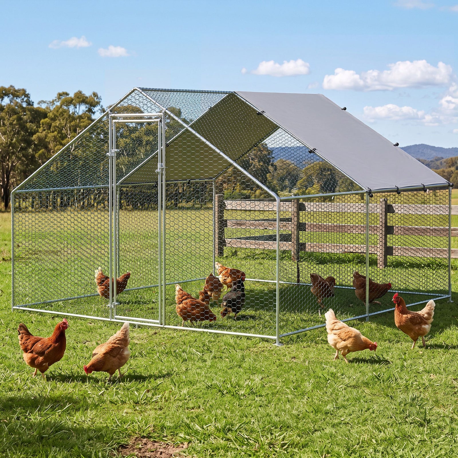 i.Pet Chicken Coop Rabbit Hutch Outdoor Run Walk in Hen Cage Ferret House 3x3x2m