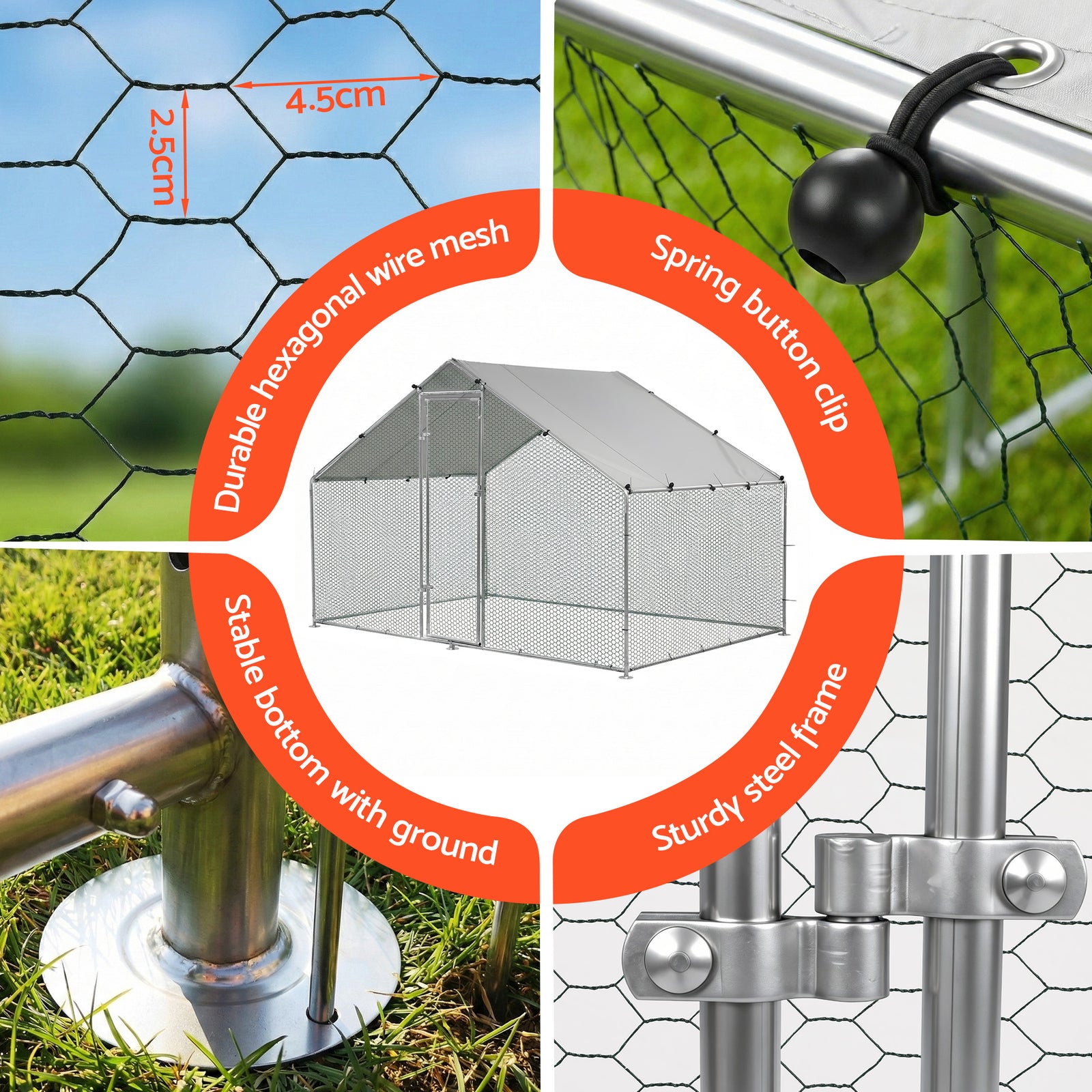 i.Pet Chicken Coop Rabbit Hutch Outdoor Run Walk in Hen Cage Ferret House 3x2x2m