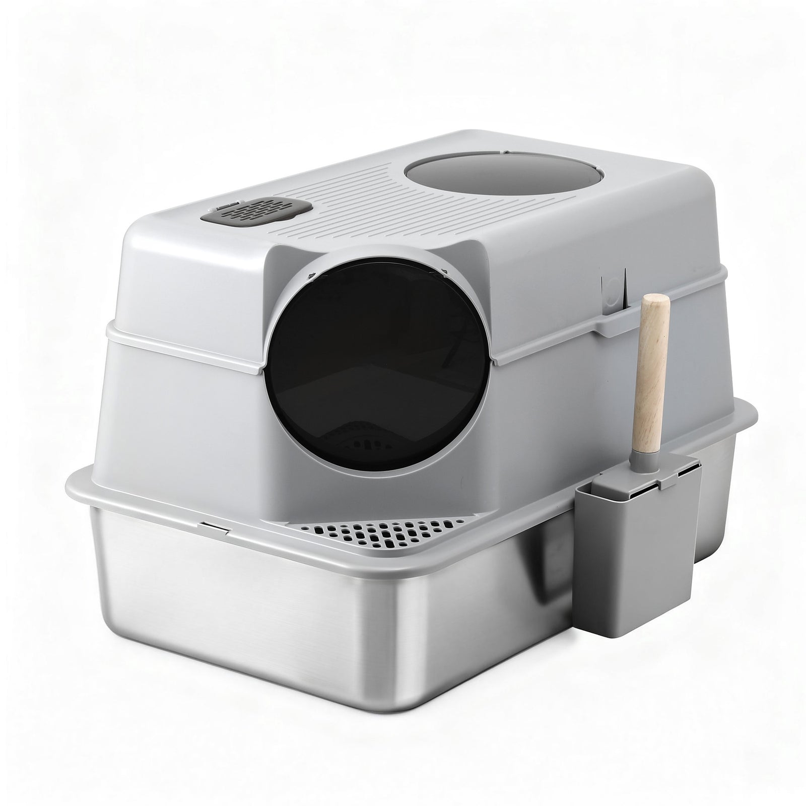 i.Pet Cat Litter Box Large Stainless Steel High Sided Pet Toilet Odour Control