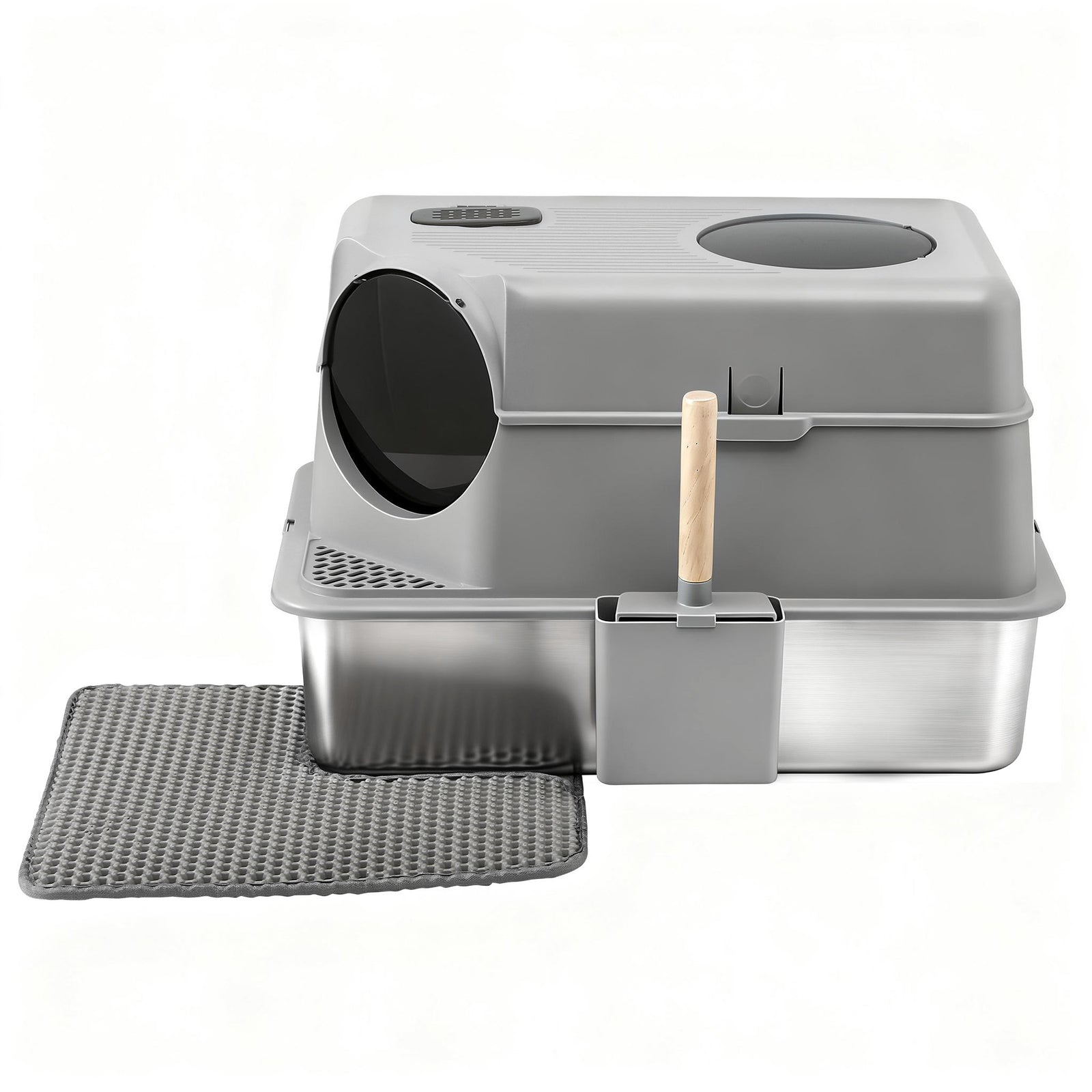 i.Pet Cat Litter Box Large Stainless Steel High Sided Pet Toilet Odour Control