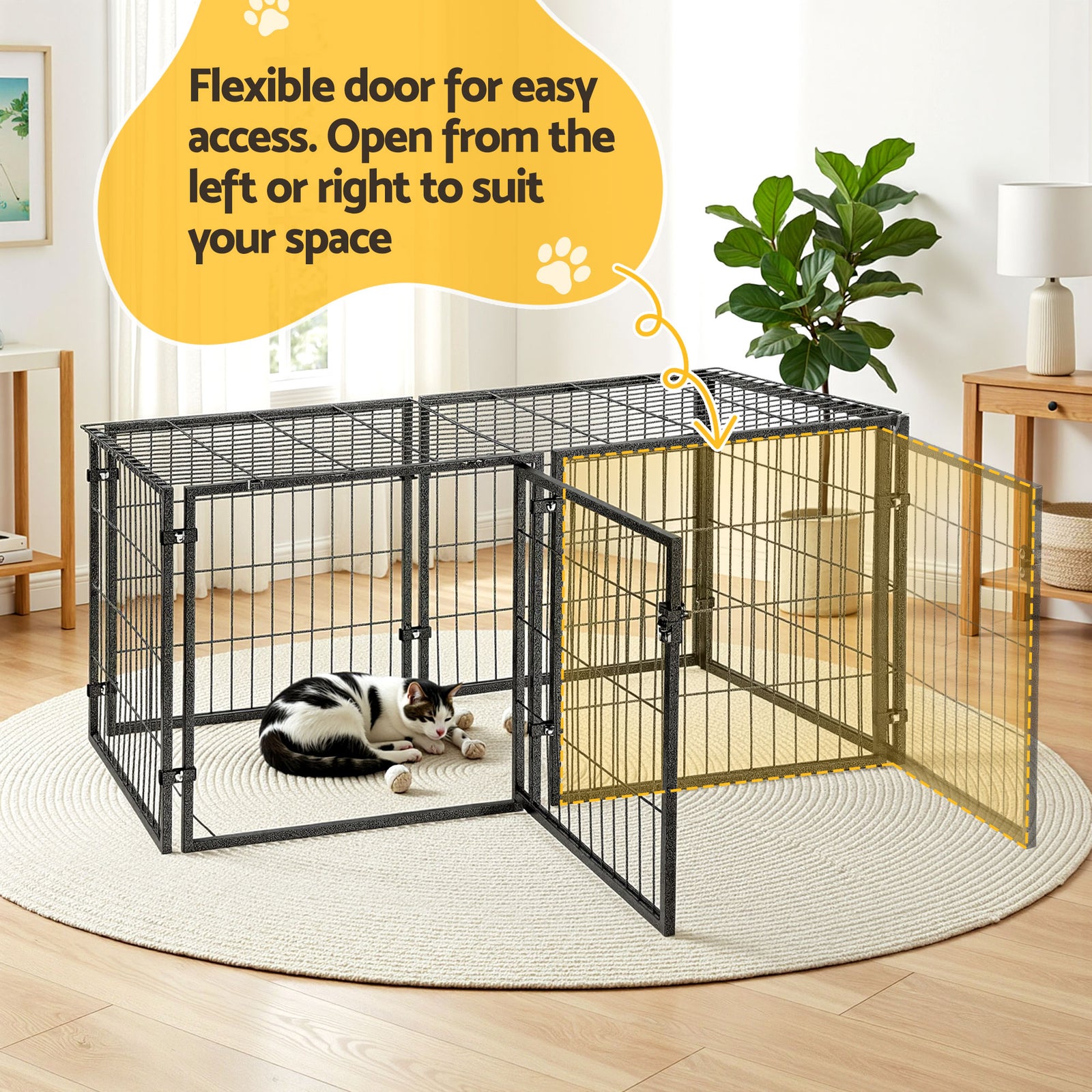 i.Pet Large Dog Crate Cage Playpen 129cm Puppy Pen Pet Enclosure Black