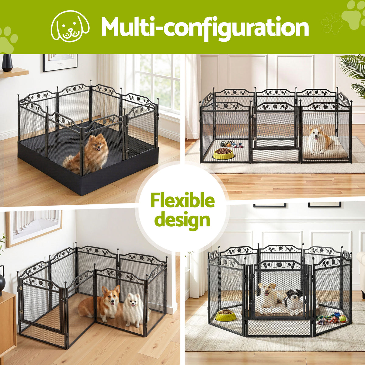 i.Pet Pet Dog Playpen Heavy-Duty Enclosure Multi-Configuration Indoor Outdoor Black