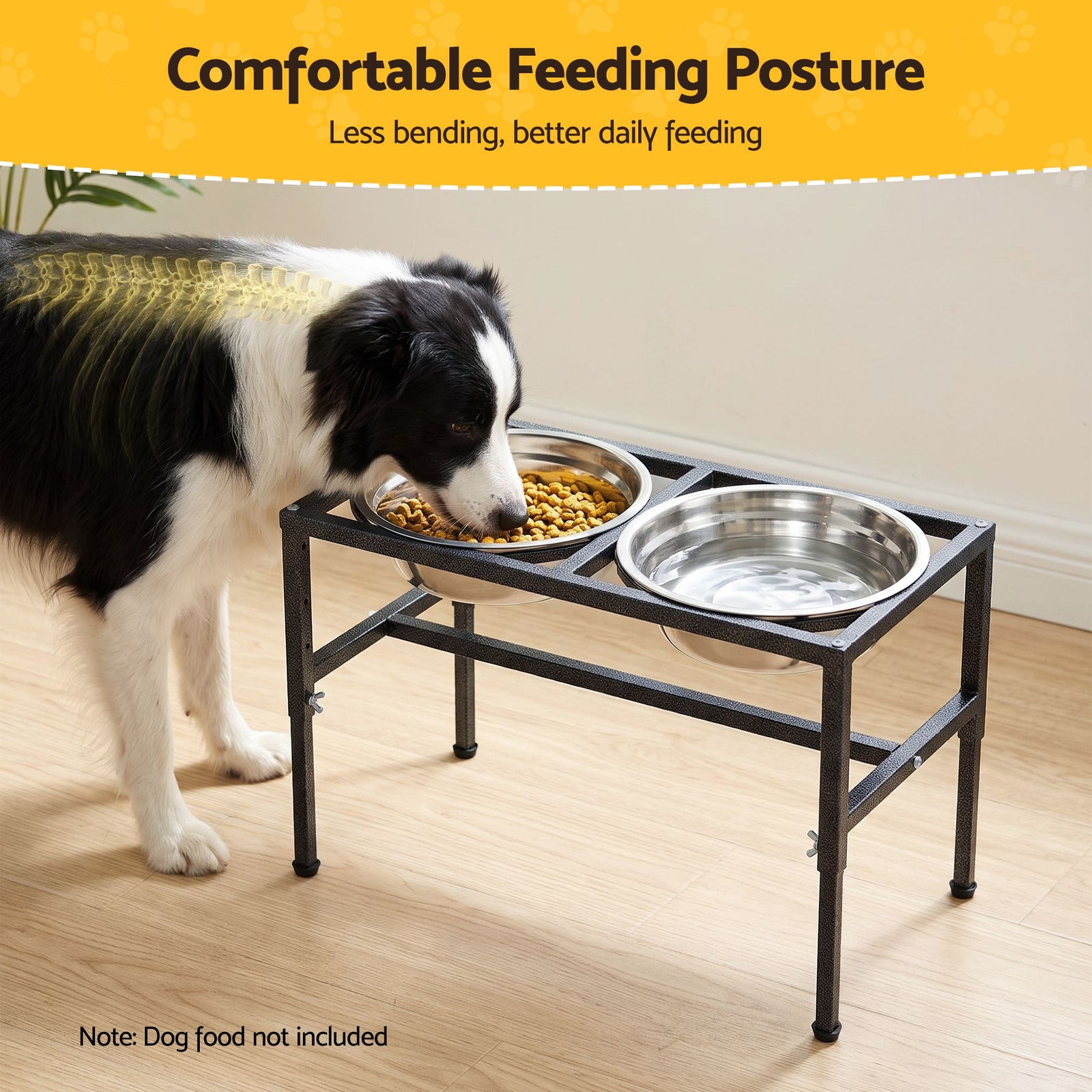 i.Pet Dog Pet Feeder Raised Stand with 2 Stainless Steel Bowls Adjustable Height