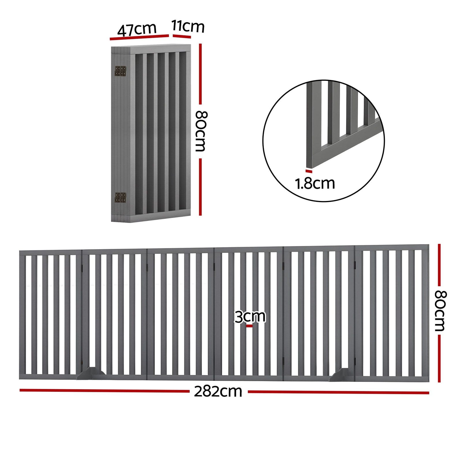 i.Pet Dog Gate Playpen Enclosure 6 Panels Pet Door Fence Wooden Play Pen Stair