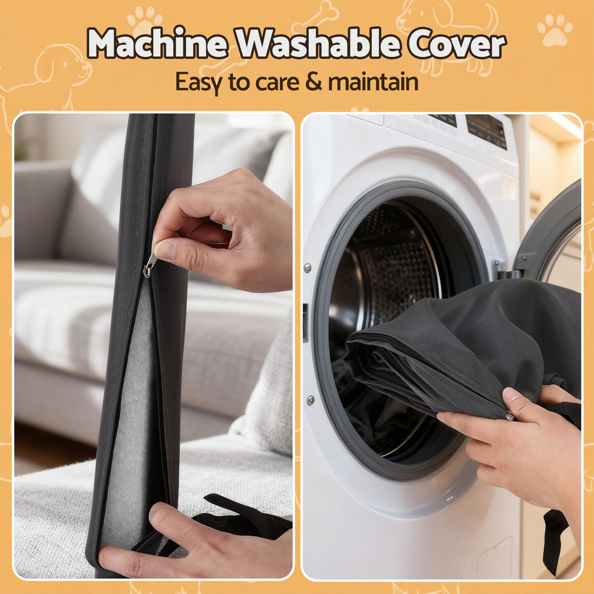 i.Pet 2in1 Dog Kennel Crate Furniture Grey Bedding Wooden House Indoor