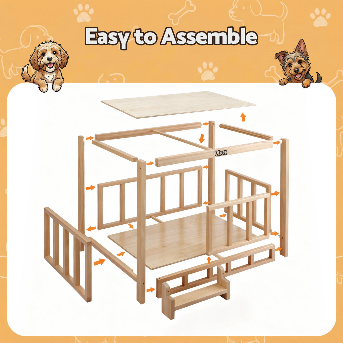 i.Pet 2in1 Dog Kennel Crate Furniture Grey Bedding Wooden House Indoor
