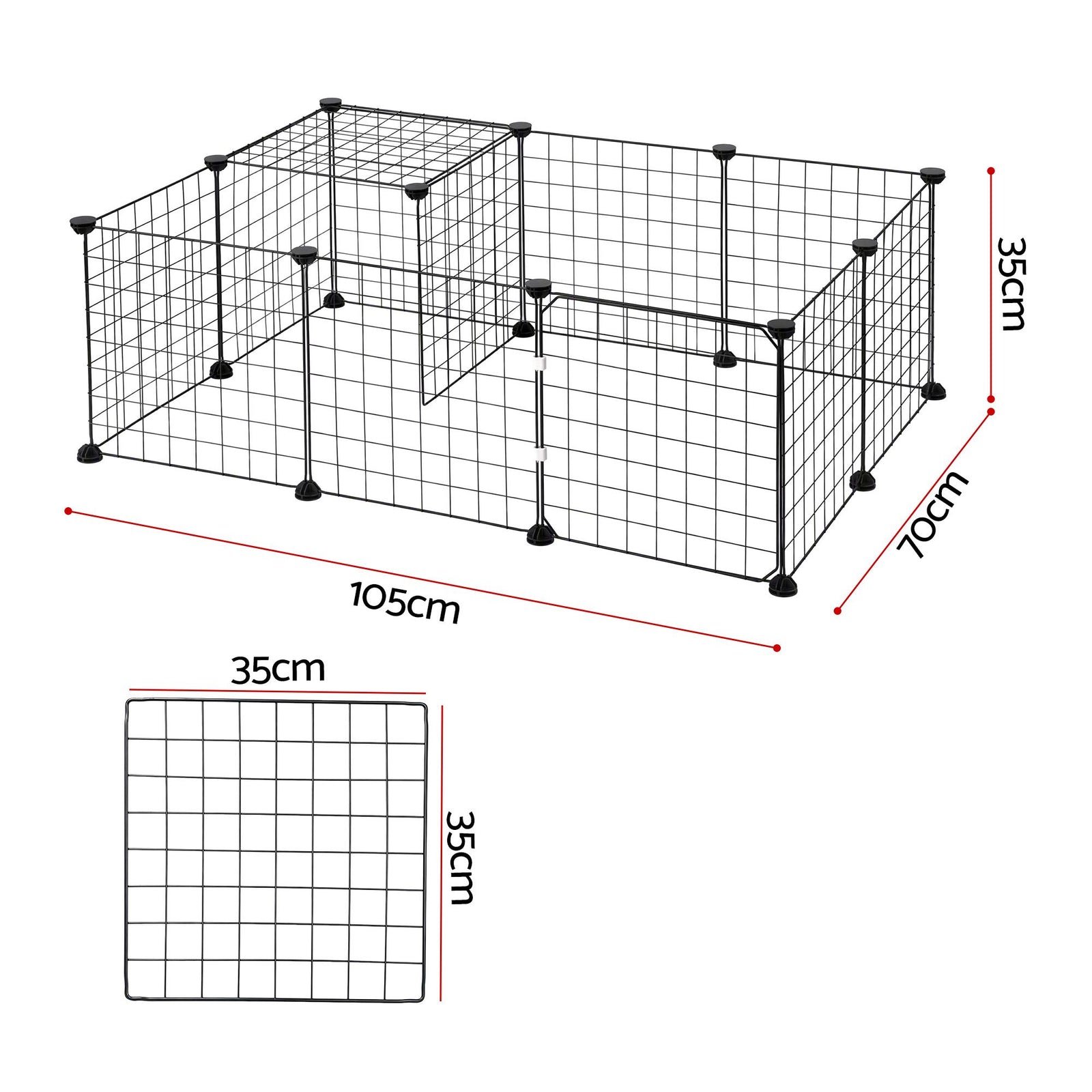 i.Pet Dog Playpen 12 Panels Pet Playpen 35x35cm Iron DIY Enclosure for Small Animals