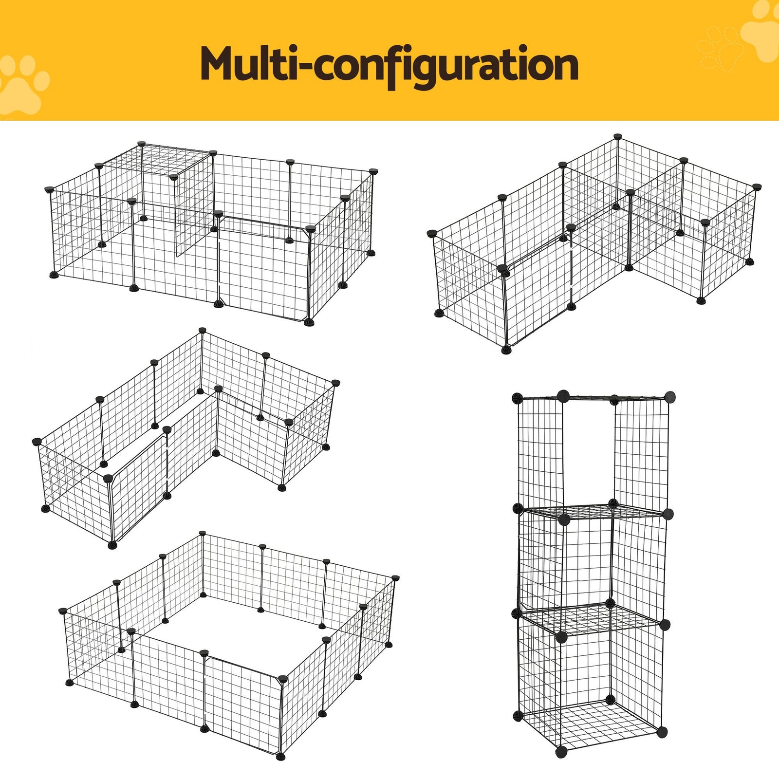 i.Pet Dog Playpen 12 Panels Pet Playpen 35x35cm Iron DIY Enclosure for Small Animals