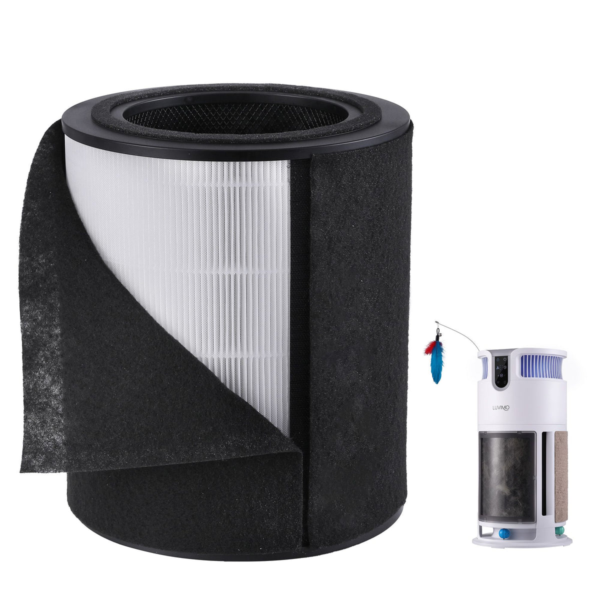 LUVIMO Pet Air Purifier Replacement Filter H13 HEPA w/ Activated Carbon Washable Pre-filter