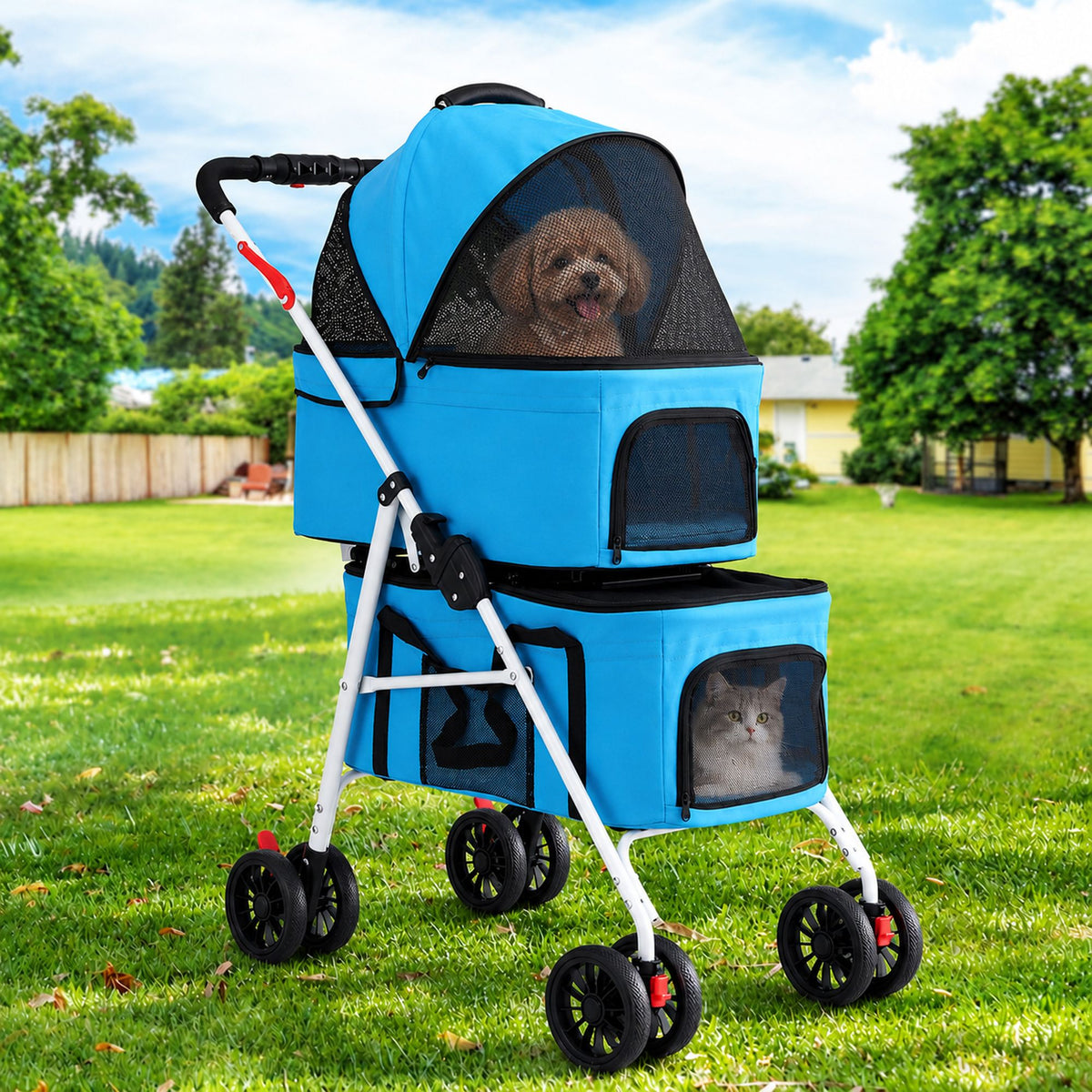i.Pet 2-Tier Pet Stroller 25kg Capacity &amp; 400pcs Training Pads Combo