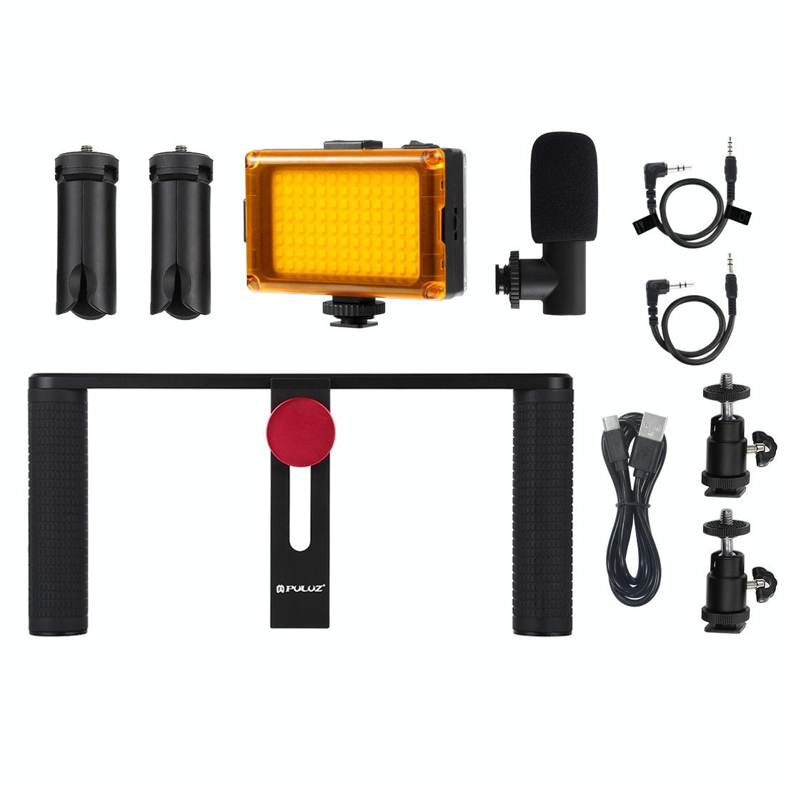 4-In-1 Vlogging Kit With Led Light Microphone Tripod And Stabilizer-1915197545747976200
