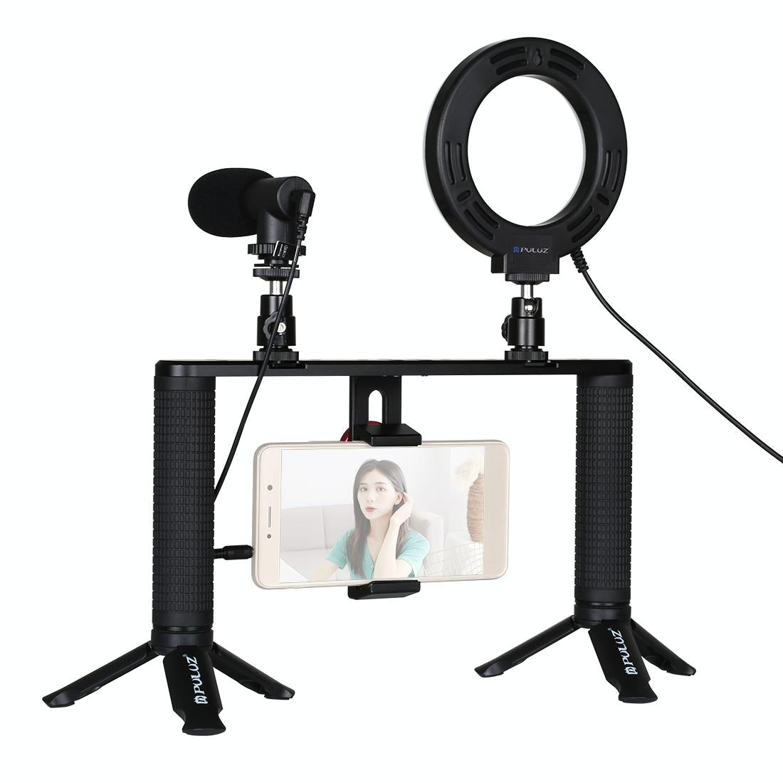 4-In-1 Vlogging Kit With 4.7 Ring Light Mic Tripod &amp; Stabilizer-1915197292105830401