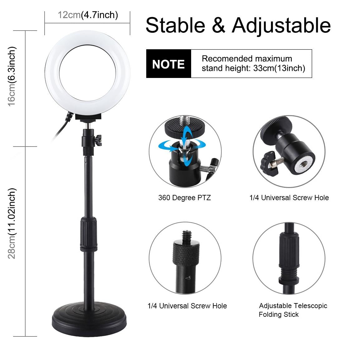 Curved Surface Ring Light With Usb 10 Modes 8 Colour Rgbw Cold Shoe Tripod Black-1915196780950196229