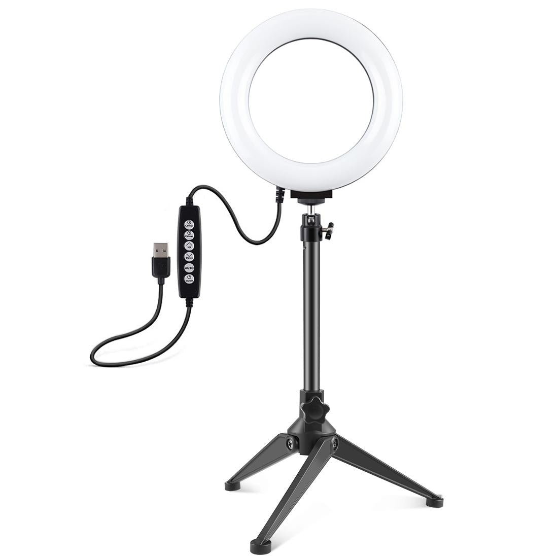 6.2 Usb Led Ring Light With 10 Modes &amp; Desktop Tripod Mount - Black-1915196489039220737