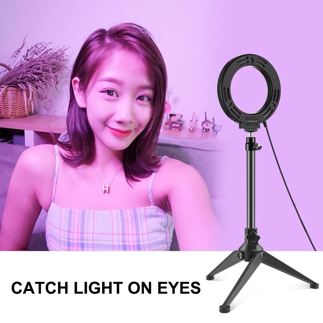 10 Mode Usb Led Ring Light With Tripod Mount And Cold Shoe Ball Head - 4.7 Inch Diameter-1915196504776249345