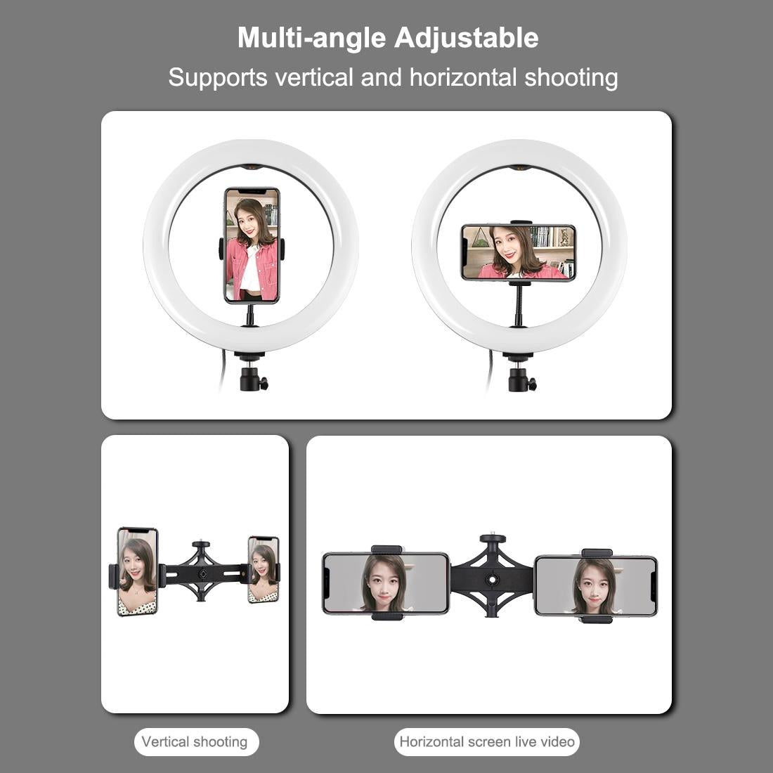 10.2 Curved Rgbw Led Ring Light Kit With Tripod Dual Phone Brackets Remote And Clamp-1915196719826604035