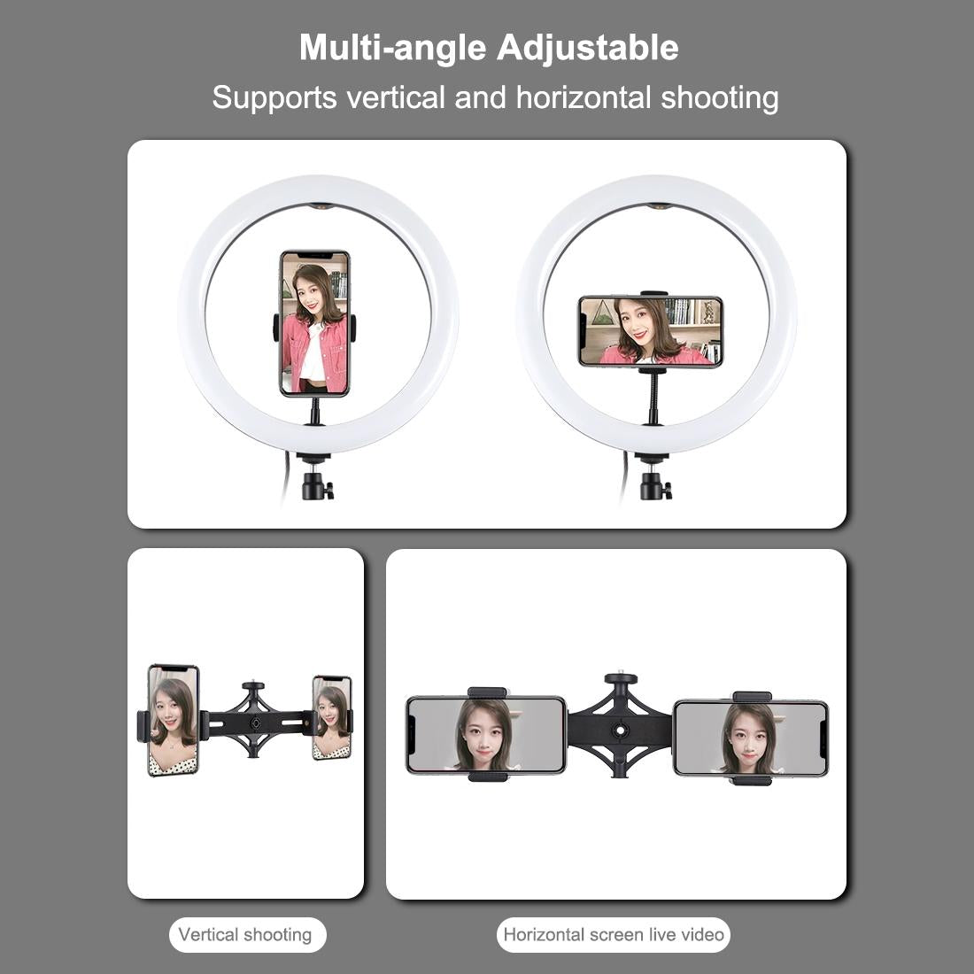 11.8 Rgbw Led Ring Light Kit With Mount Dual Phone Brackets And Remote Control-1915196802194345987