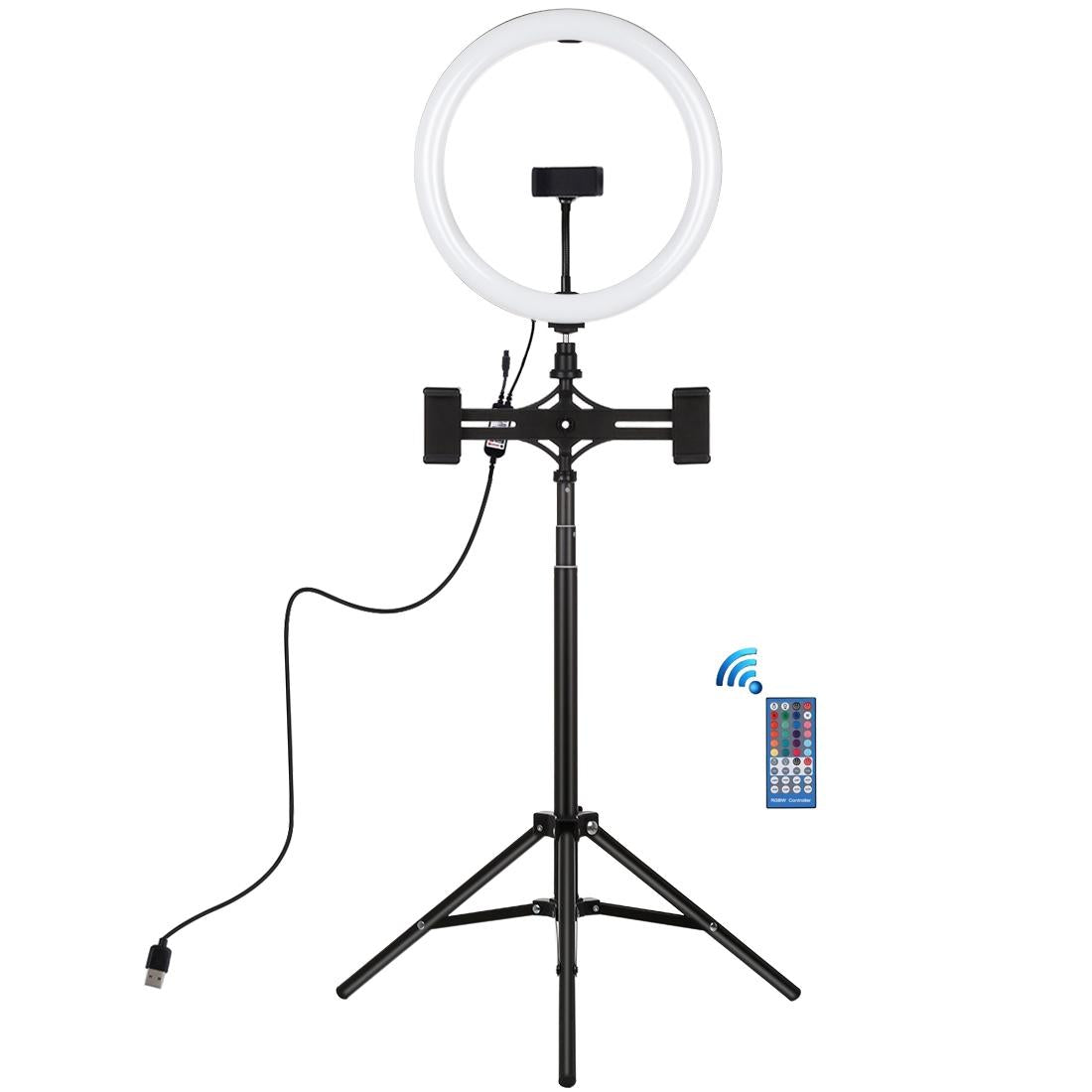 11.8 Rgbw Led Ring Light Kit With Mount Dual Phone Brackets And Remote Control-1915196802194345985