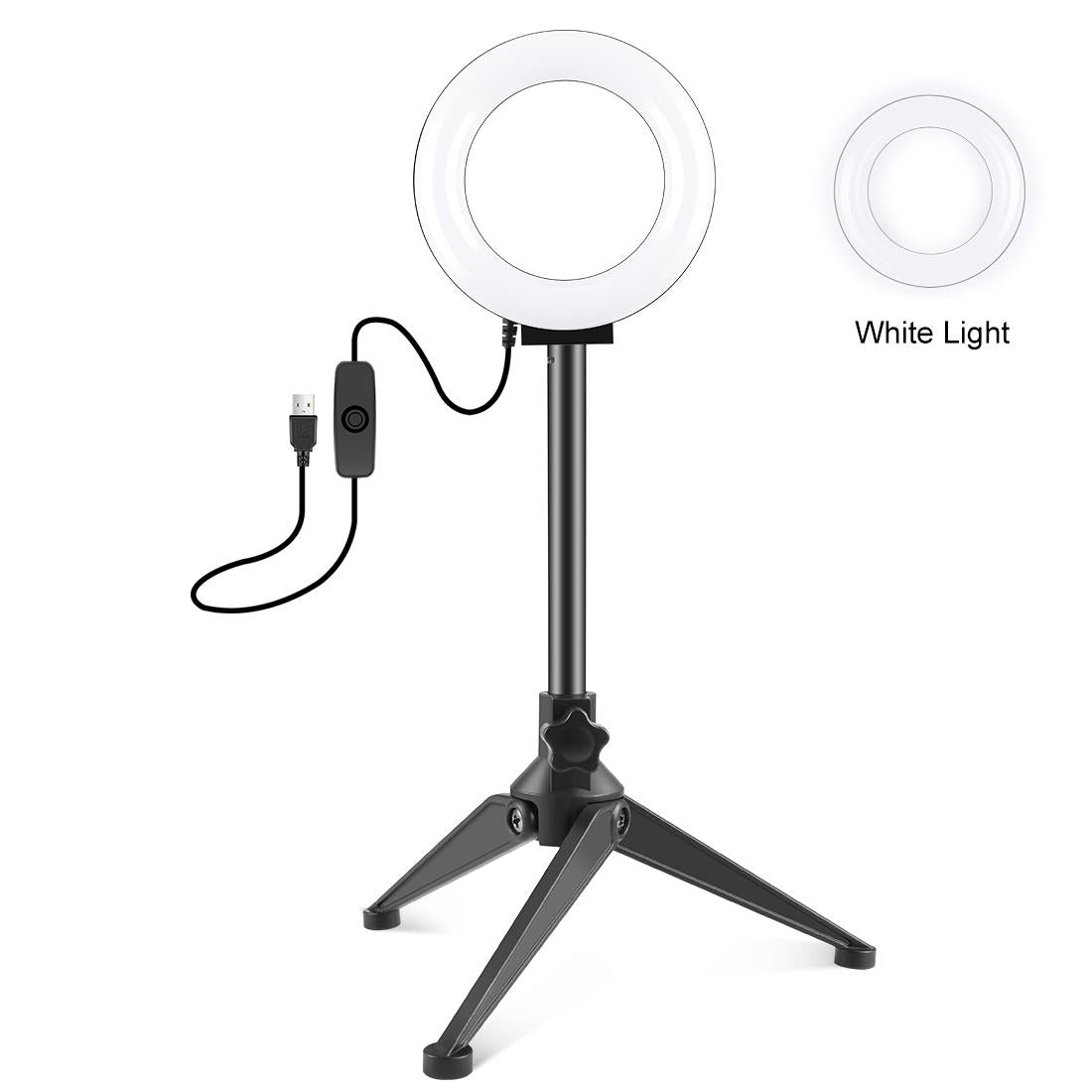 12Cm Ring Light & Desktop Tripod Selfie Stick Mount With Usb Led Ring Selfie Beauty Vlogging Photography Video Lights Kit In Black-1915196759039152135