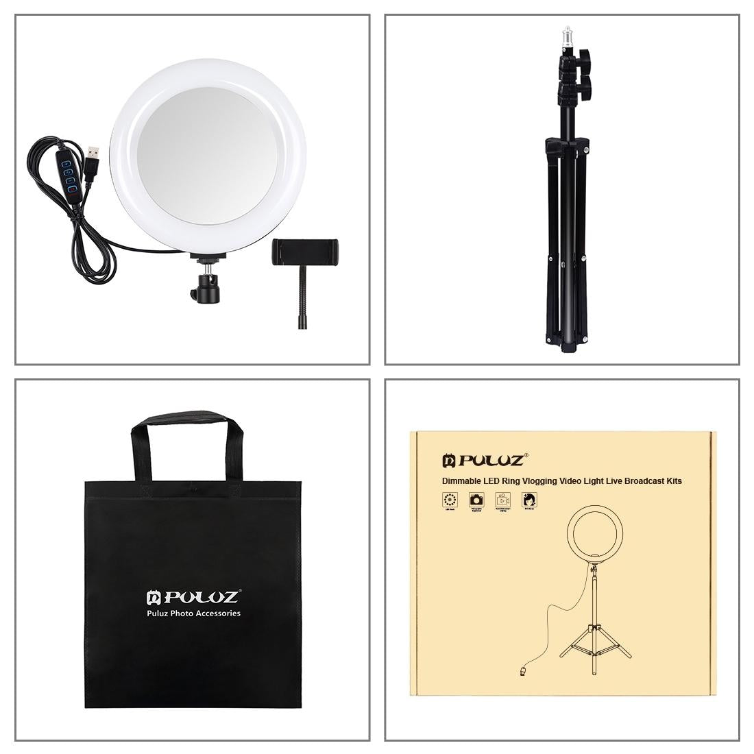 7.9 Mirror Light With Tripod & Usb 3 Modes Dual Colour Curved Ring Light For Vlogging Selfie Photography Video Phone Clamp - Black-1915196803599437825