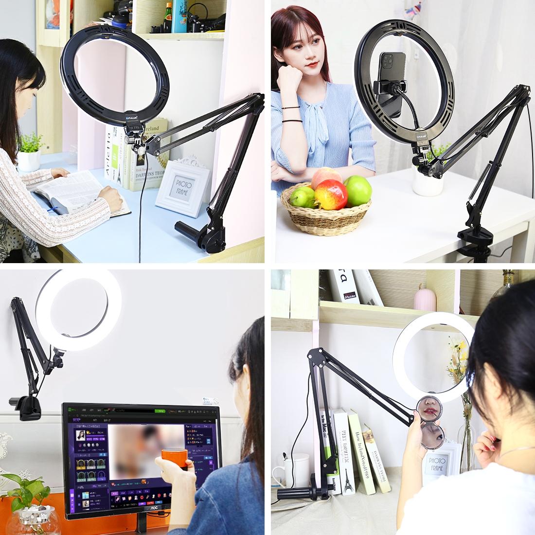10.2 Ring Light With Usb 3 Modes Dual Colour Phone Clamp-1915196684514758657