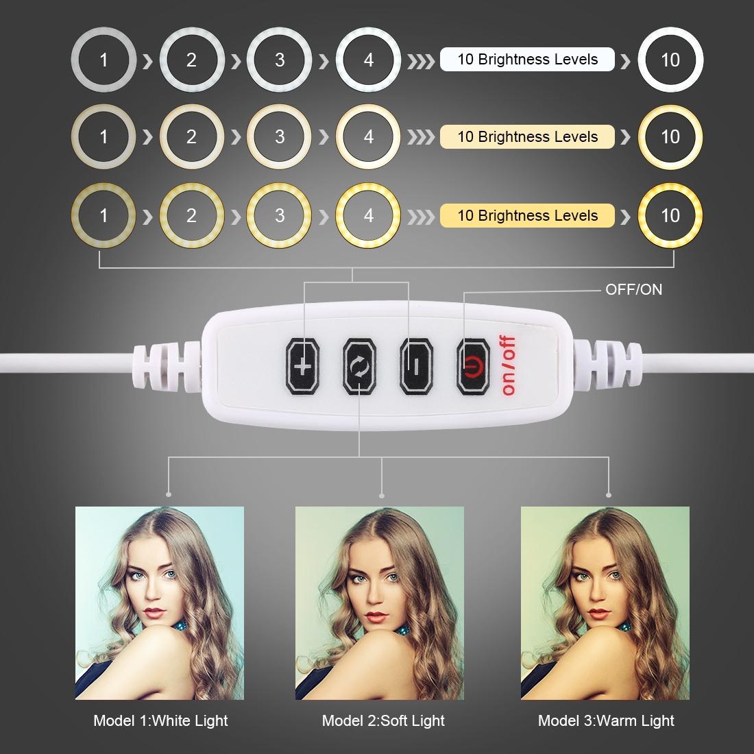 12Cm Led Ring Light With Usb 3 Modes Dimmable Cold Shoe Tripod Ball Head - Pink-1915196537399545861