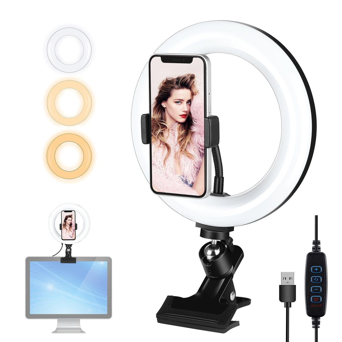 7.9 Ring Selfie Light With Dual Colour Led For Vlogging & Photography-1915196671587913728