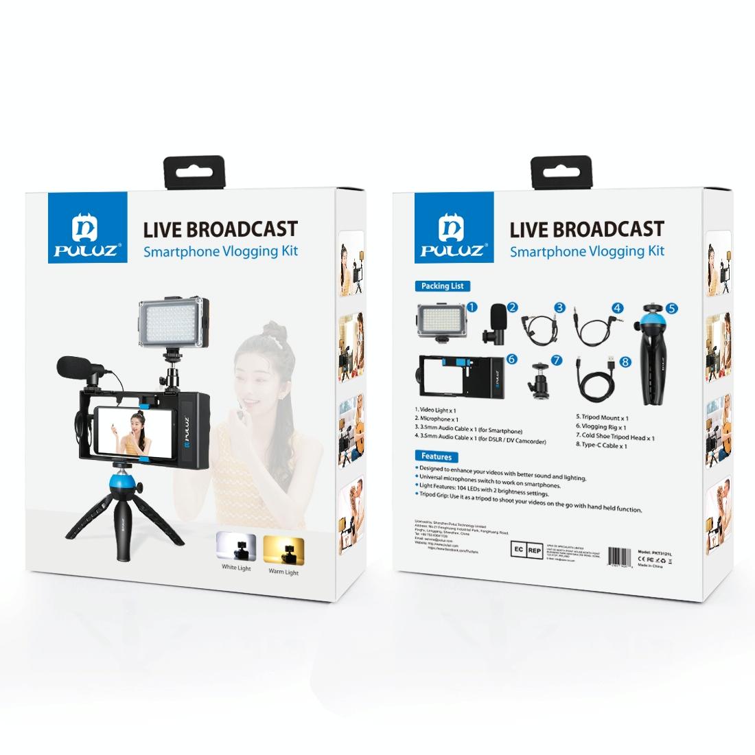 Bluetooth Vlogging Kit With Led Light Mic Tripod - Blue-1964932153376641032